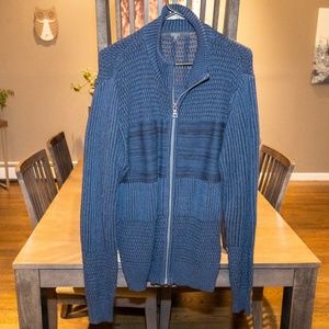 Guess Blue Knit Zipper Sweater Large